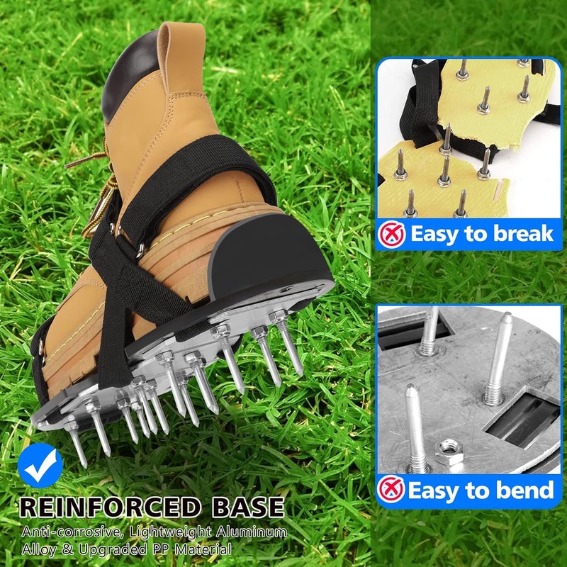 MOFEEZ Lawn Aerator Shoes for Grass - Pre-Assembled Grass Aerator Shoes for Lawn - Soil Yard Aerator Tool for Aerating Patio Garden, Black - Image 3